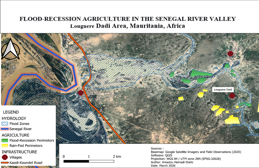 Map of the Louguere Dadi area in the Senegal River Valley